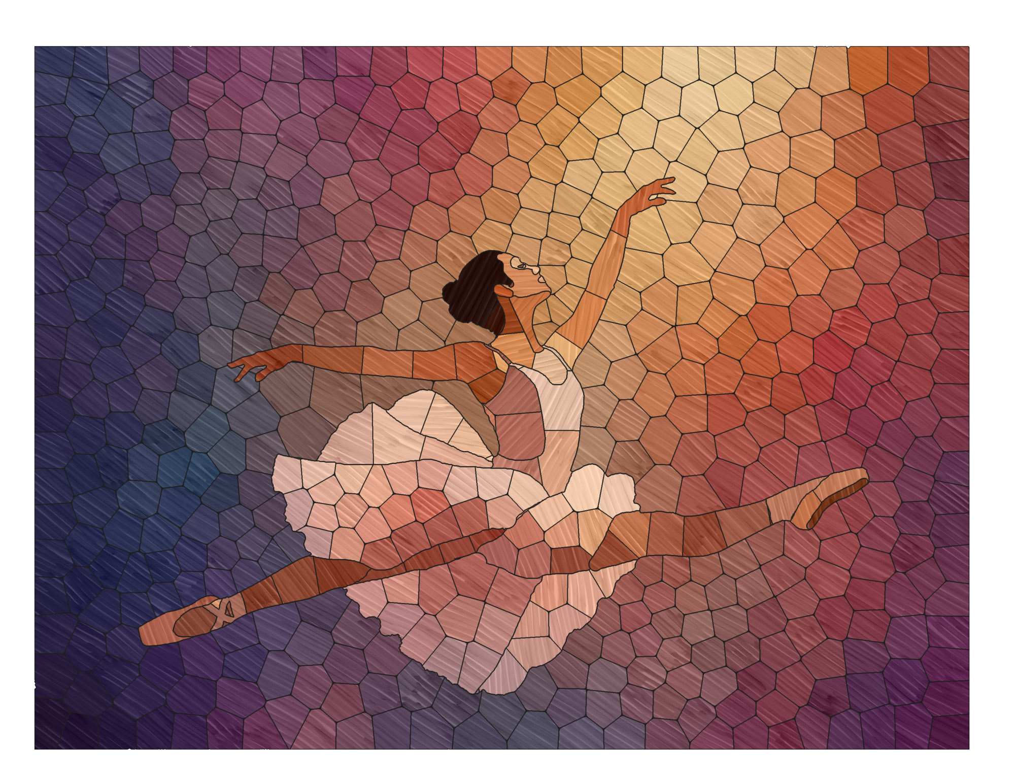 Stained-glass mosaic of a ballerina