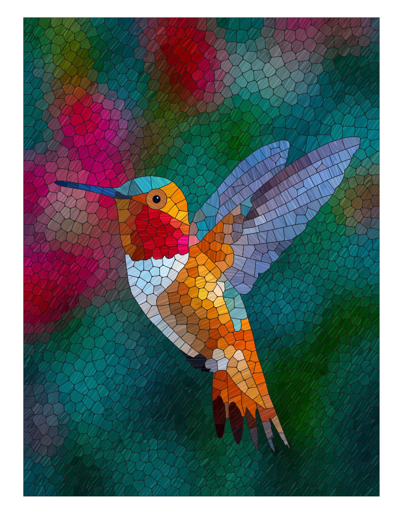 Rufous hummingbird mosaic