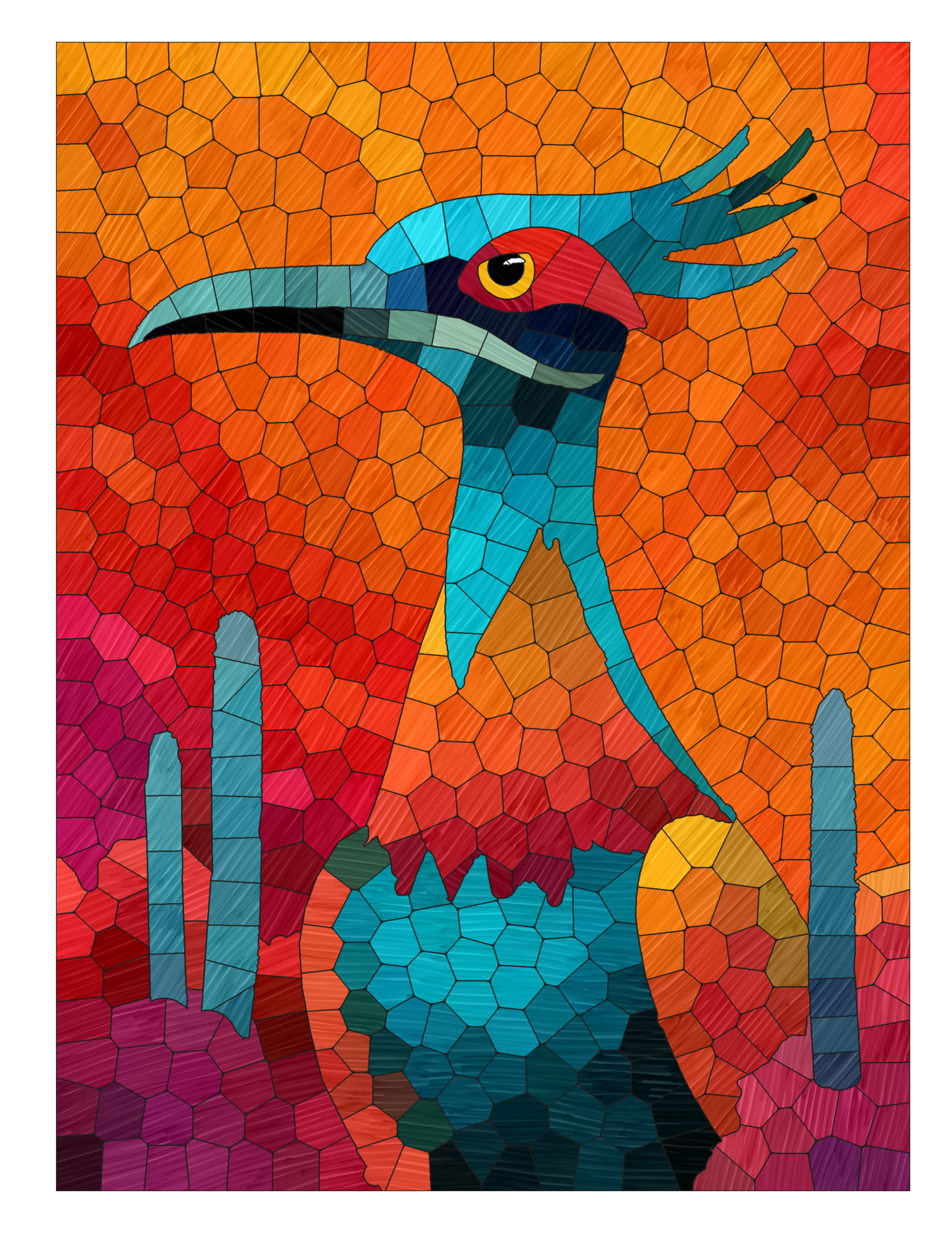 Desert roadrunner mosaic