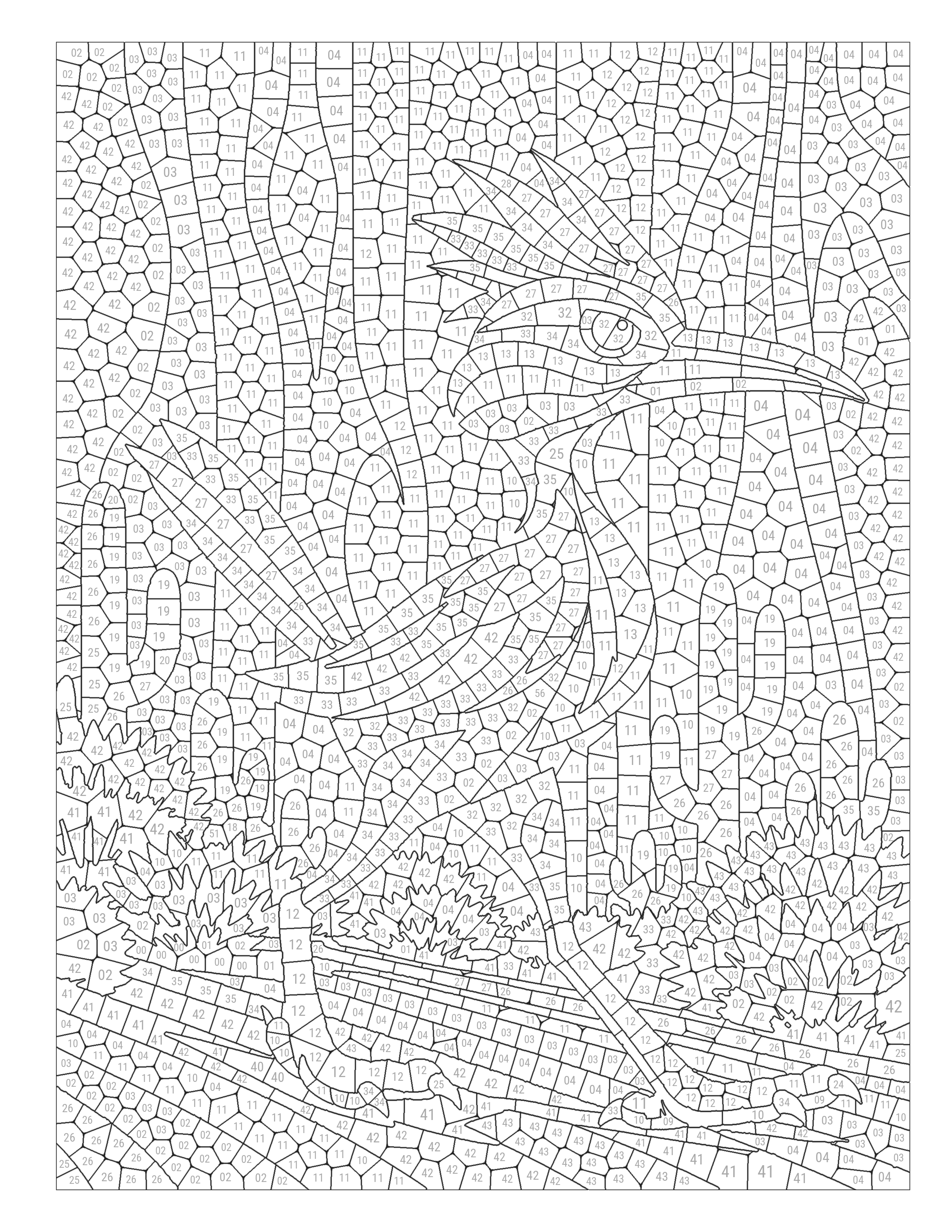 Numbered color-by-number coloring page